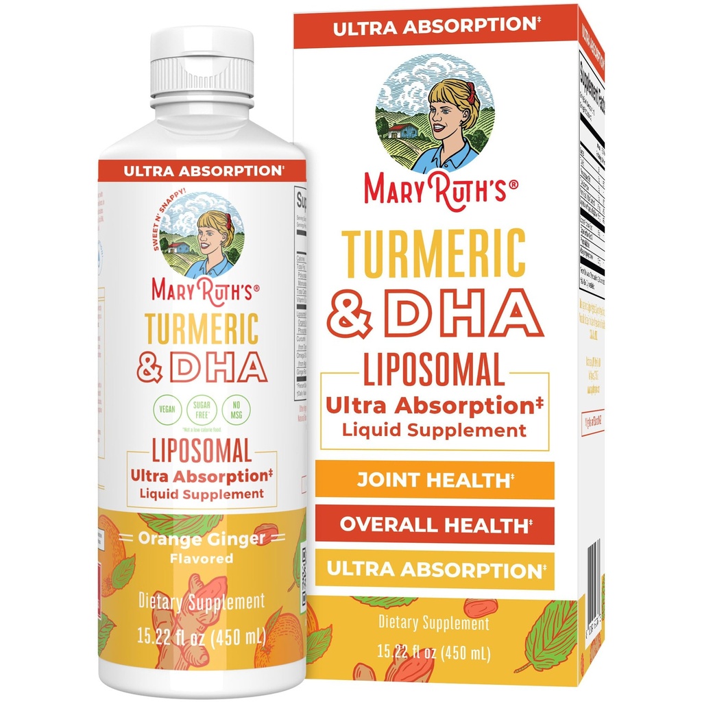 MaryRuth Organics against 124; Liposomal gurkemeje & DHA against 124; Curcumin area 124; Ginger Root Oil area 124; Algal DHA & Vitamin E area 124; Kognitiv funktion; Food Support area 124; Joint Health area 124; Liquid Supplements 124; 15,22 oz