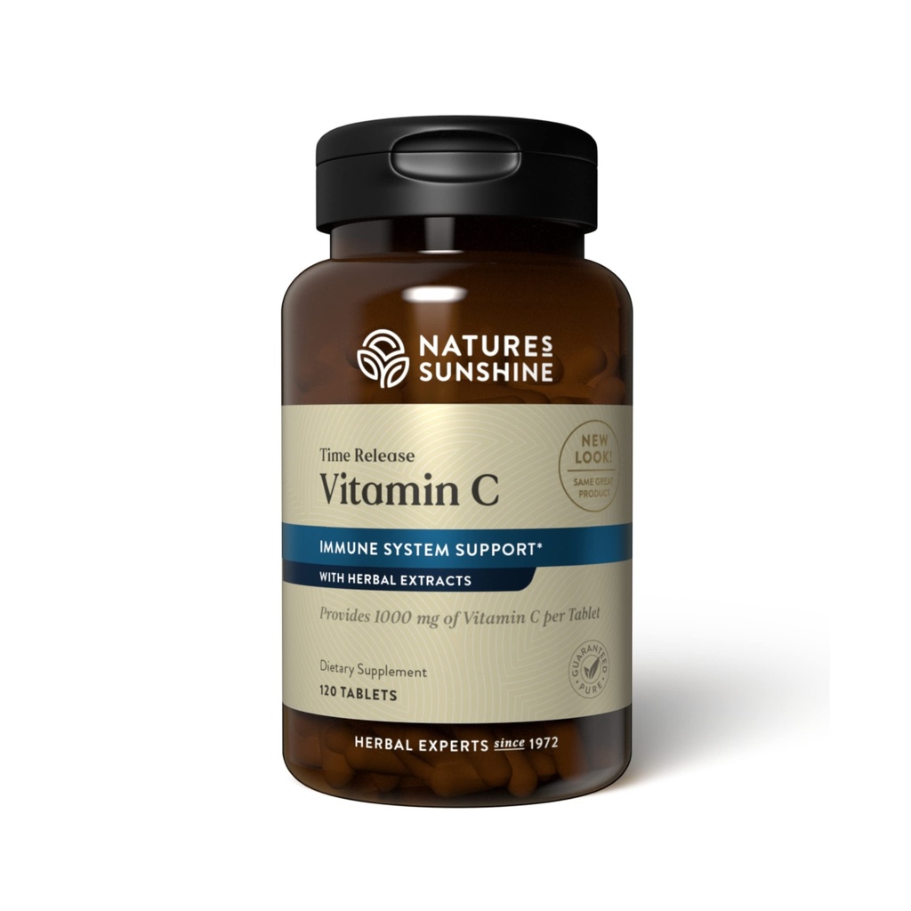 Natures Sunshine C-vitamin Time Release, 1000 mg, 120 tabletter; Understøtter immunsystemet og Quench farlige frie radikaler