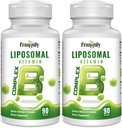 Liposomal B Complex designet til høj absorption B vitaminer med Cholin Inositol B1, B2, B3, B5, B6, Biotin, Folate, Metyleret B12- immunforsvar, energi, hjerne & hjerte Support 180 Softgels