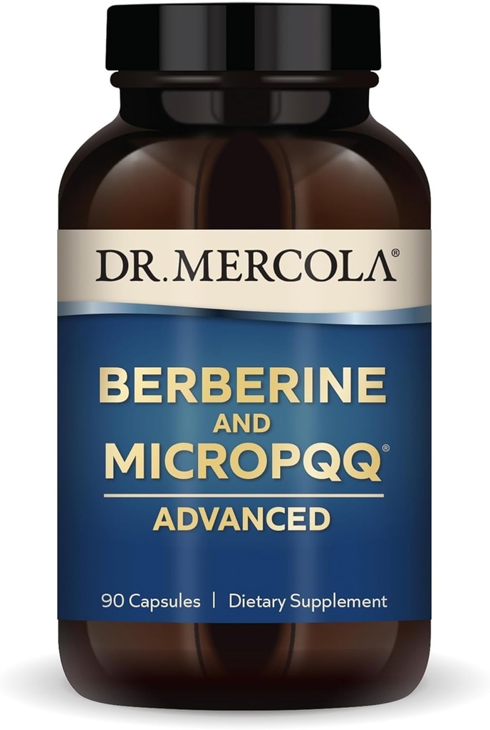 Dr. Mercola Berberine og MircoPQQ Advanced - Tilbud Metabolisk, Mitokondriel, Brain & Immunsupport - GMO- Free, Gluten- Free & Soy- Free - 90 Kapsler (90 Servere)