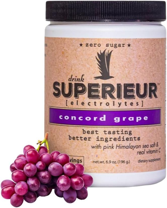 Superieur Electrolytes - Plant baseret Electrolyte Supplement w / Sea Minerals for Hydration & Recovery- Keto Friendly, Non- GMO, Zero Sugar, Vegan Sund Sports Drink Powder - Concord Grape (70 Servering)