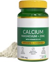Naturals Calcium Magnesium & Zinktabletter med vitamin D3 & K2 (600 IE), Calciumtilskud til kvinder og mænd, til muskelsundhed