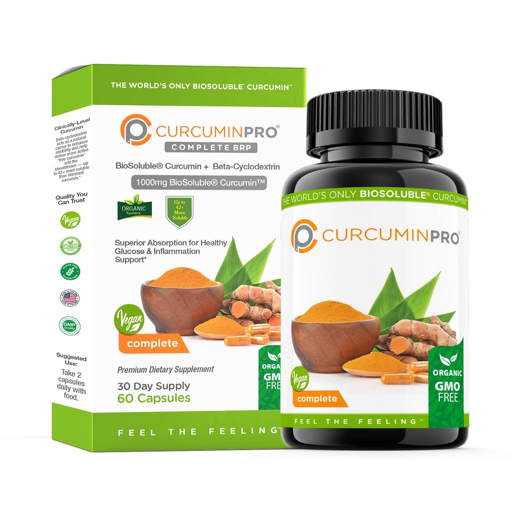 CurcuminPro Complete Vegan ttesmå 124; Biosensible Brown Rice Protein & Organic Turmerisk Curcumin Suppl 124; Plantbaserede Formel for daglig wellness