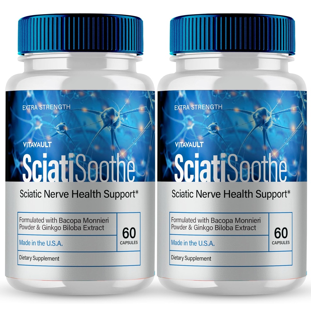 SciatiSoothe for Sciatica Capsules, Sciati Soothe Nerve Health Support, SciatiSoothe Supplement Advanced Formula, Nerve Support Pills - Maximum Strength - SciatiSoothe Reviews (2 Pack)