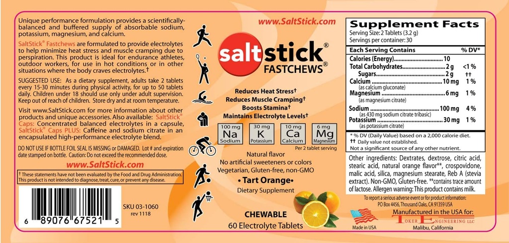 SaltStick FASTCHEWS 60- Count Flaske, Bundle med Travel Pack 10 Greve - Tart Orange