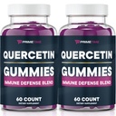 Primetime Sports Quercetin + Zink + vitamin C 1000mg Gummies Kosttilskud med Elderberry, Flavonoid Vitamin til børn voksne Immunitet, immunstøtte Gummy Booster Vegan (2 Pack) 60 Greve (pakke med 2)