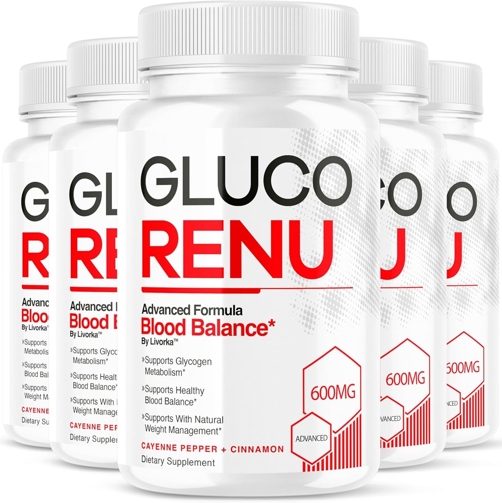 (5 Pack) GlucoRenu kapsler - Official GlucoRenu, GlucoRenu piller, Premium Formel GlucoRenu tillæg, Natural Support GlucoRenu, GlucoRenu Premium Formel, 150 kapsler til 5 måneder