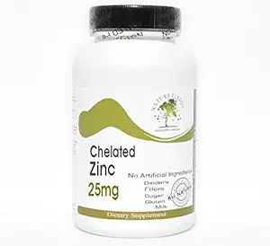 Chelated Zink 25mg ~ 200 Kapsler - Ingen tilsætningsstoffer ~ Naturetition Kosttilskud