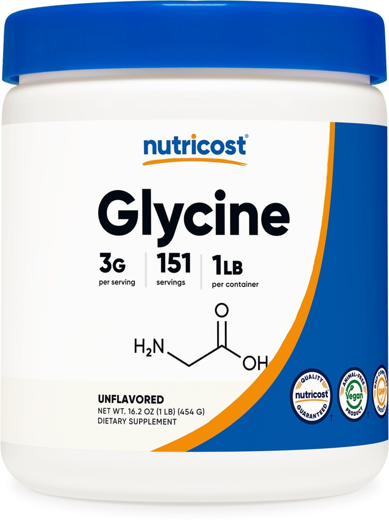 Nutricost Glycin Powder 1lb - Non- GMO, Gluten Free