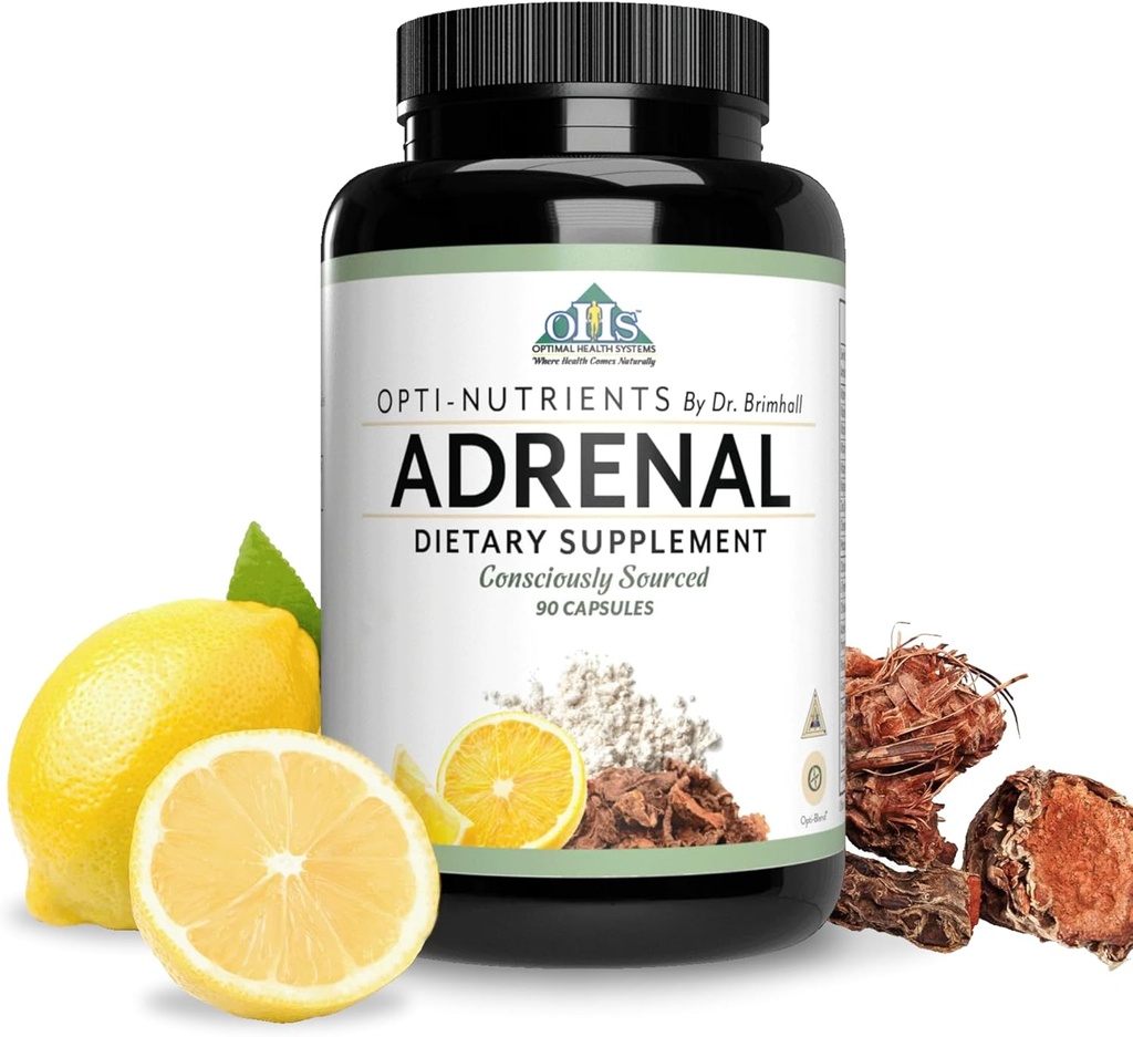 Optimal Health Systems Opti- Adrenal Measurement 124; Adrenal Restore Supplement Measurement 124; Adrenal Powder, Glandulars, Rhodiola Root & 10 + vigtige næringsstoffer Measurement 124; 90 Kapsler...