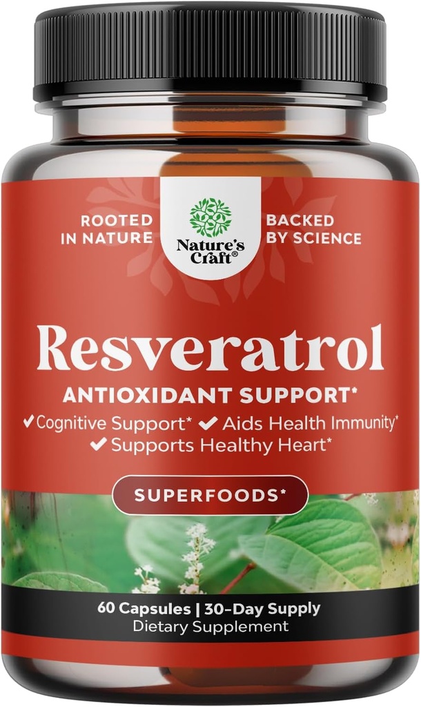 Youth Trans Resveratrol Supplement - Resveratrol kapsler med AMPK Activator for Cellular Health & Vitality - AMPK Metabolic Activator for Metabolisme Boost & Cellular Effektivitet - 60 Tæl