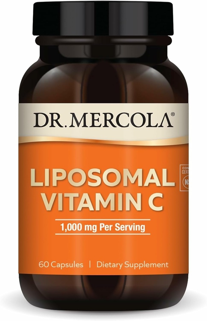 Dr. Mercola Liposomal C-vitamin - hjerne, hjerte, øje og immunforsvar - giver 1.000 mg biotilgængelig C-vitamin - non-GMO, gluten- fri & soy- fri - 60 kapsler (30 servering)