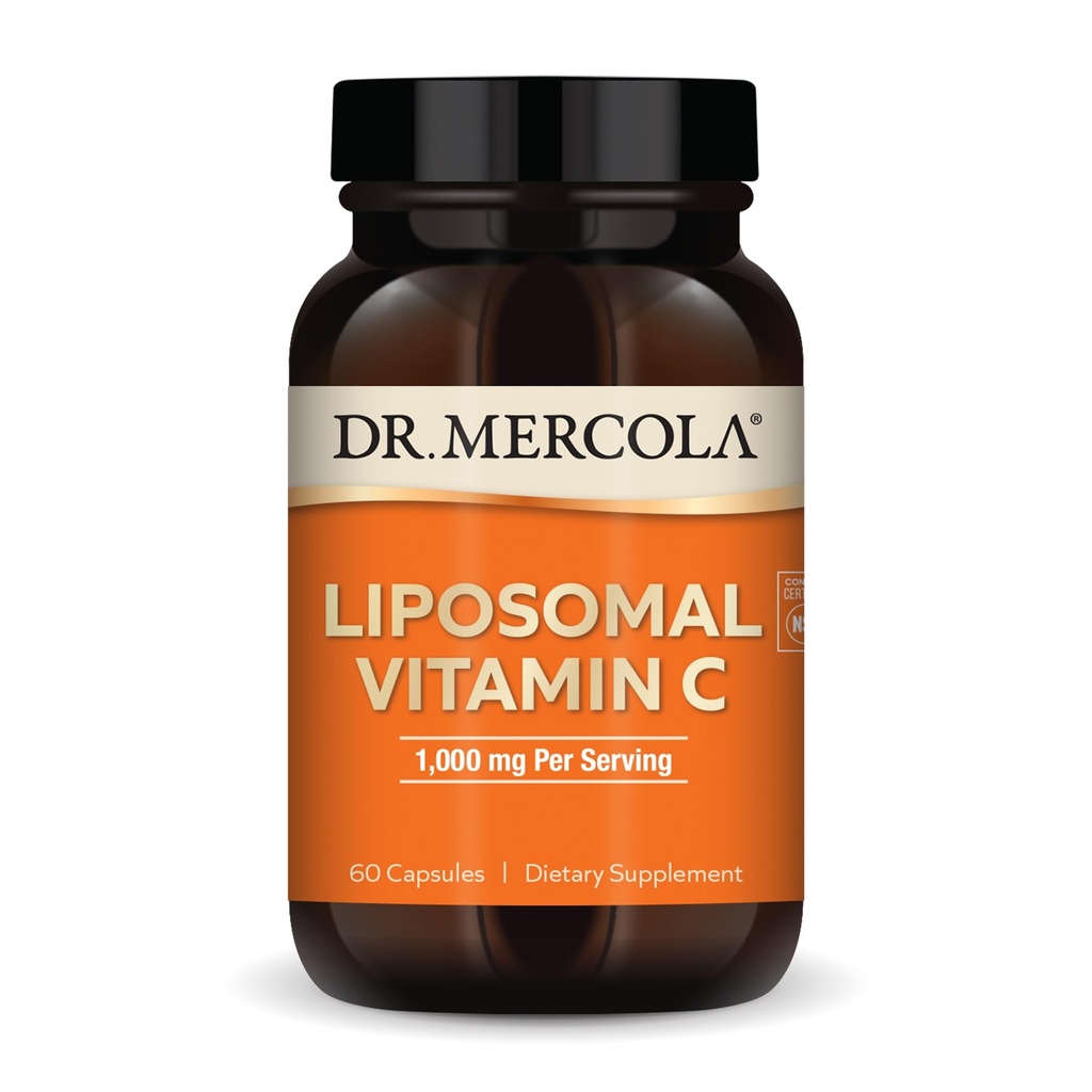 Dr. Mercola Liposomal C-vitamin - hjerne, hjerte, øje og immunforsvar - giver 1.000 mg biotilgængelig C-vitamin - non-GMO, gluten- fri & soy- fri - 60 kapsler (30 servering)