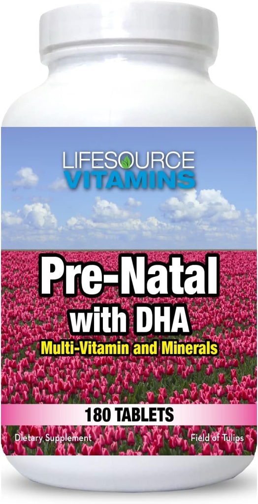 LifeSource Vitaminer Præ- Natal Multi- Vitaminer og Min med DHA - Mor og Baby Sundhed - 180 tabletter