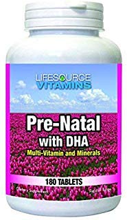 LifeSource Vitaminer Præ- Natal Multi- Vitaminer og Min med DHA - Mor og Baby Sundhed - 180 tabletter