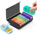 Zannaki Metal XL Weekly Pill Organizer 2 gange om dagen, Stor rejse Daily Pill Box 7 dag, Portable Uge To Pill Holder Container, AM PM Pill sag for medicin Vitamin Medicin supplement, sort