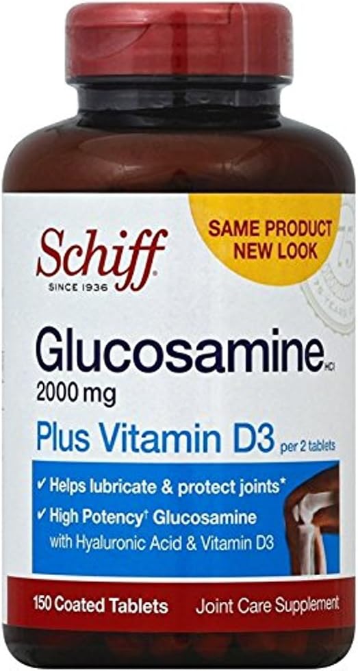 Schiff Glucosamine 2000mg with Vitamin D3 and Hyaluronic Acid, 150 Tablets - Joint Supplement
