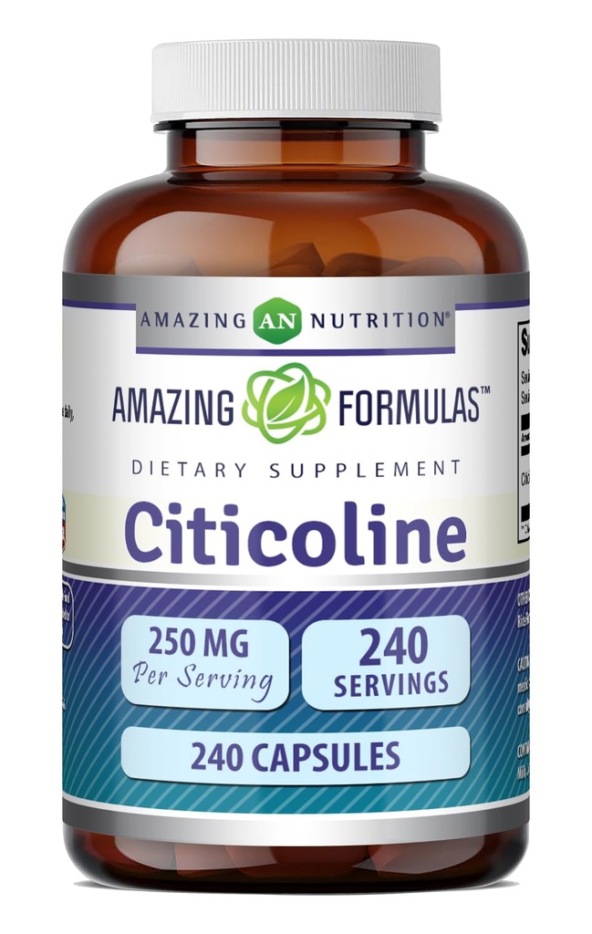 Amazing Formulas Citicoline 250 Mg- 124; Kapsler Supplement 124; Non- GMO - 124; Gluten Free - 124; Fremstillet i USA (240 Tæl)