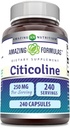 Amazing Formulas Citicoline 250 Mg- 124; Kapsler Supplement 124; Non- GMO - 124; Gluten Free - 124; Fremstillet i USA (240 Tæl)