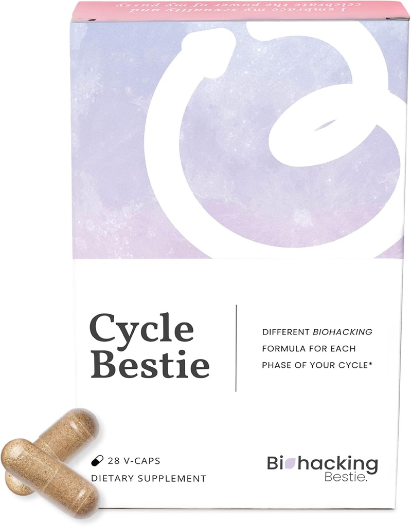 Cykel Bestie - Hormonbalance Kosttilskud til kvinder, Vitaminer til Hormonal Support, Hjælper med Cykel Regularitet, Vegansk Friendly, Fase specifikke supplement pakker - 28 kapsler