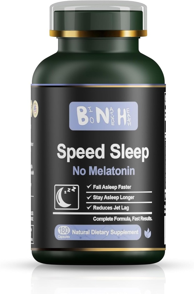 BNH Speed Sleep - Melatonin Free Formula - Ancient Chinese Remedy - 15 Herbs - Fall & Stay Asleep Faster - Wake Refreshed & Energized - No Groggy Feeling - Relax - Calms Mind- Drug Free - 180 Count
