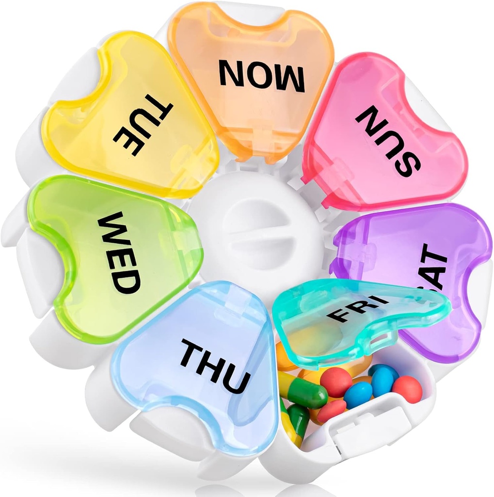 Ugentlig Pill Organizer med nem trykknap Design, Gelibo Stor Pill Box 7 Dag, Daglig Pill Case Medicine Organizer for Vitamin, Fish Oils, Supplement Gigt Friendly New Edition