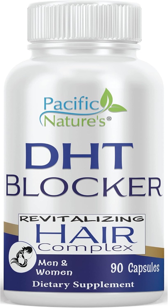 PACIFIC NATURE DHT Blocker revitaliserende hårvækst supplement (90 kapsler) Understøtter sund hårvækst hos både mænd og kvinder - ikke-GMO, Gluten Free