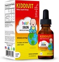 Kiddivit Baby Iron Liquid Drops med vitamin B12 & Folate - Tunge Iron Support - 60 Daily Servering, Inulin Forstærket Prebiotic Fiber - Sukker fri, Gluten fri, Vegetarisk, 2oz
