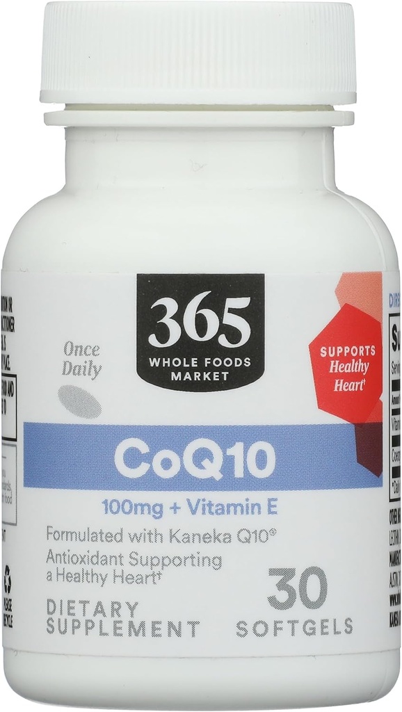 365 af Whole Foods Market, CoQ10 100 MG Plus E-vitamin, 30 Greve