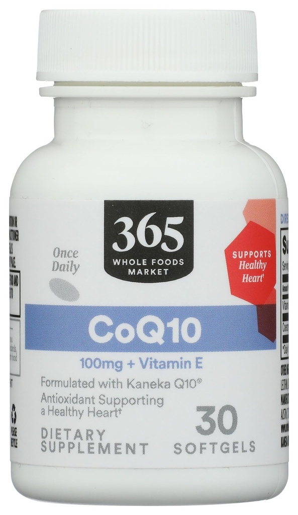365 af Whole Foods Market, CoQ10 100 MG Plus E-vitamin, 30 Greve