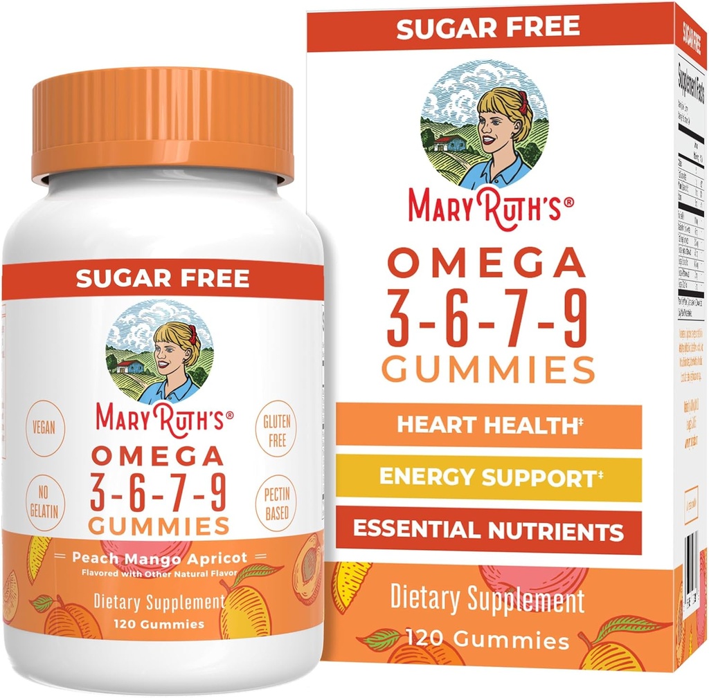 MaryRuth Organics Vegan Omega 3 6 7 9 Gummies Note 124; Op til 4 Måned Supply Memories 124; Omega 3 Supplement med Flaxseed Oil Memories 124; Omega 3 Gummies Memories 124; Ingen fisk Smag Memories 124; Non- GMO Memories 124; 120 Tælling