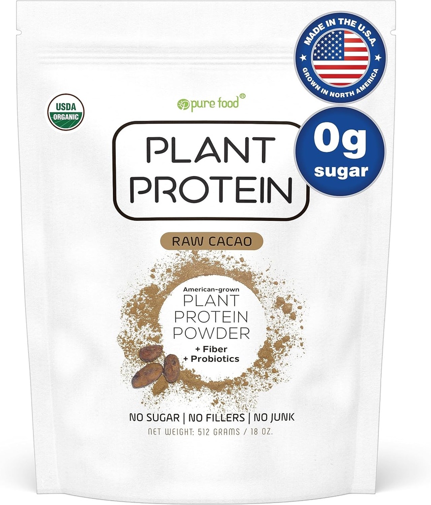 Pure Food: Plant baseret protein pulver med Probiotika Mex124; Organic, Clean, All Natural, Vegan, Vegetar, Hele Superfood Nutritional Supplement med ingen tilsætningsstoffer Mex124; Keto (Chokolade)