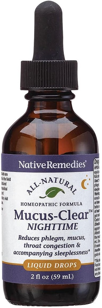 Native Remedies Mucus- Clear Nighttime - Midlertidigt Relieves Mucus Congestion og støtter Fredelig søvn