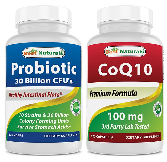 Bedste Naturals Probiotiske 10 Stammer & 30 Millioner CFU & COQ10 100 mg