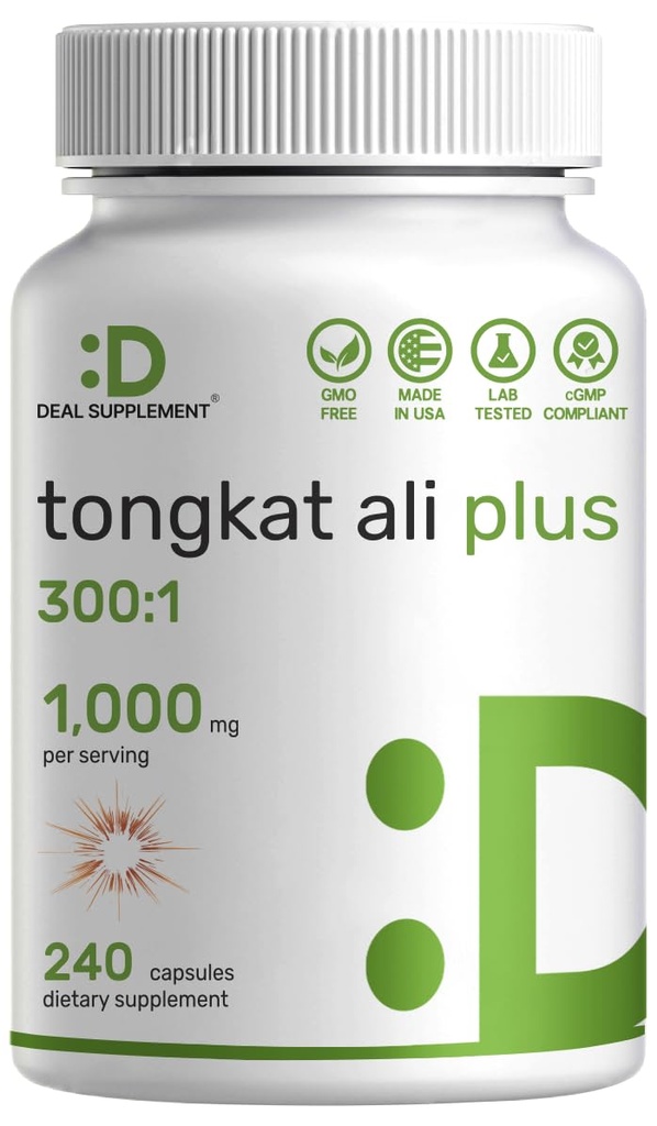 Tongkat Ali Extract 300: 1 med Horny Geat Weed 1,100mg - Indonesisk Longjack Eurycoma Longifolia Root - Ekstra styrke urtetillæg for energi