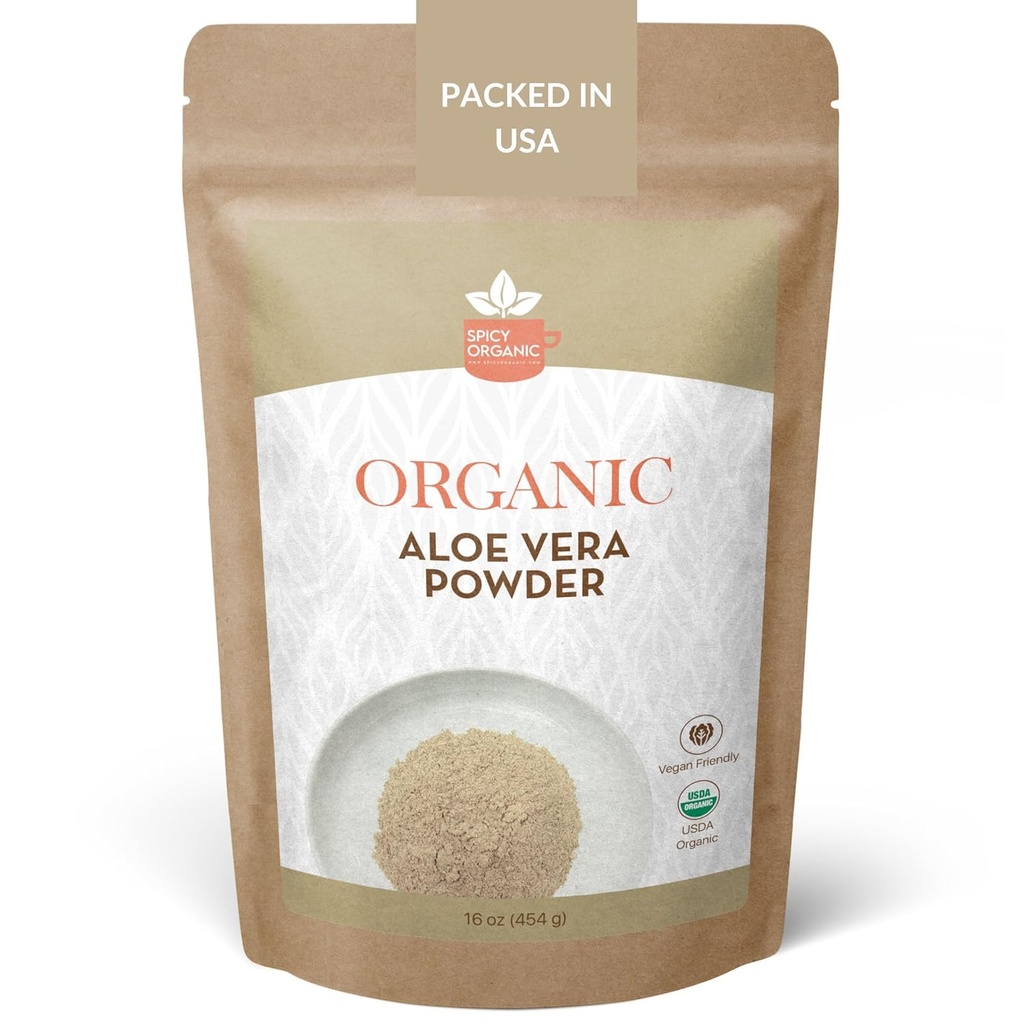 Organic Aloe Vera Powder for Skin & Hår - 8 oz. - Aloe Barbadensis - Nærende ansigt maske for naturlig skønhed, USDA Certificeret Organic & Non- GMO