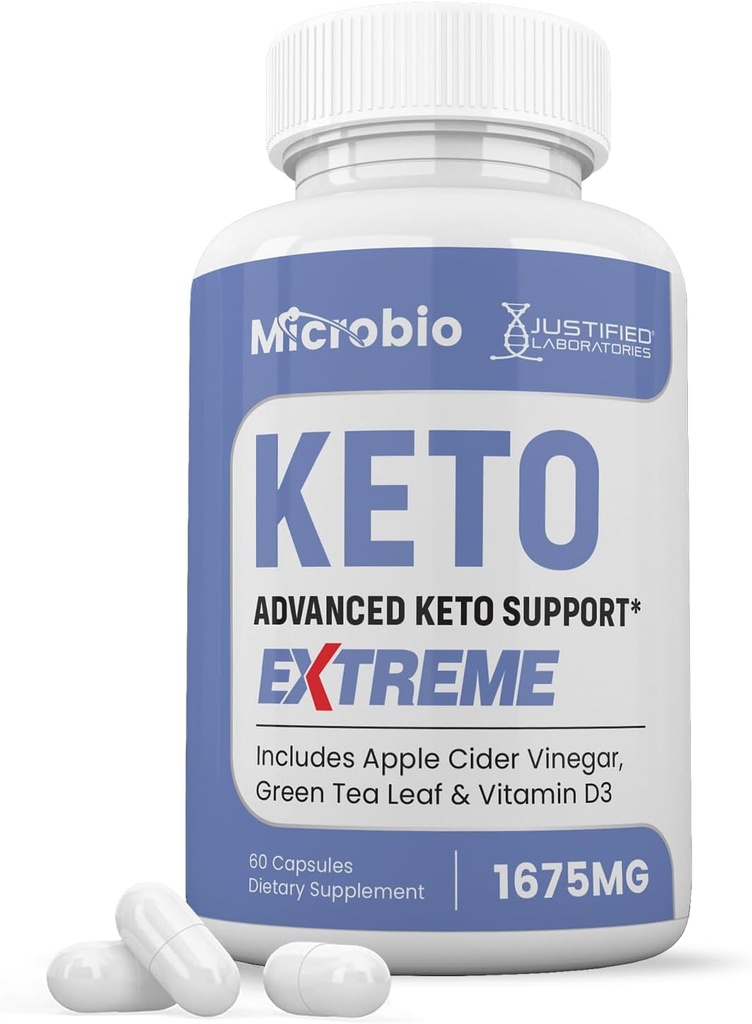 Mikrobio Keto ACV Extreme Pills 1675MG Keto Support Blend Capsule Alternativ til Keto ACV Gummies Formuleret med Apple Cider Vinagra Extra Virgin Olivenolie Powder Green Tea Leaf 60 Kapsler