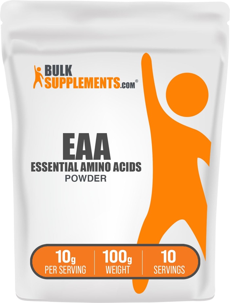 BulkSupplements.com Essential Aminoacids Powder - Essential Aminoacids Supplement, EAA Powder - Unflavored & Gluten Free, 10g per Serving, 100g (3,5 oz) (pakning med 1)