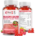 Magnesiumsupplement Complex Gummies, Sugar- Free Magnesium Glycinate 500mg til voksne og børn, med Taurat 200mg, Malat, Calcium, COQ10, Multivitamin til søvn, Heart & Bone Health