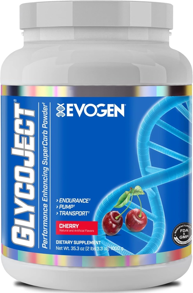 Evogen GlycoJect - Super Carb Powder | Rapid Absorption for PreWorkout | Carbohydrate Powder for Endurance | Post-Workout or Pre Workout Powder for Men & Women | Cherry | 37 Servings