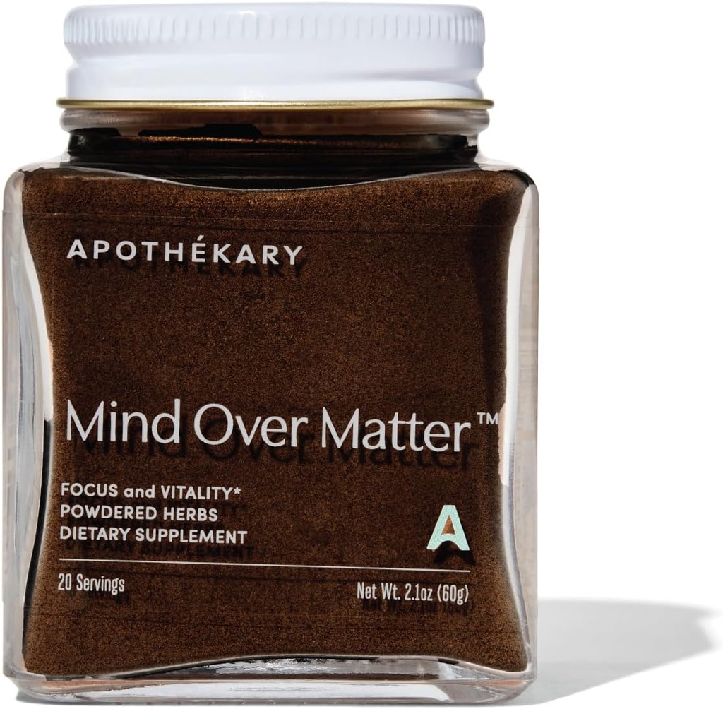 Apothékary Mind Over Matter Kognitiv Support Mushroom Powder, Memory & Focus, Stress Relief Herbal Supplement, Sugar Free, Vegan, Ingen Koffein