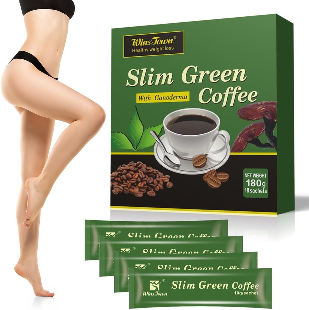 Premium Green Coffee Bean Extract Powder - Gluten- Free Green Coffee Bean Extract Kosttilskud med 10 naturlige sundhedsmæssige blandinger, Instant Coffee, 180g (18 Sachels)