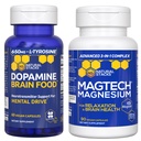 NATURLIGE STAKKER Dopamin Brain Food + Magtech Magnesium Bundle - Chelated Magnesium Complex - Understøtter Brain Health & Mental Drive * - 150 Total Kapsler