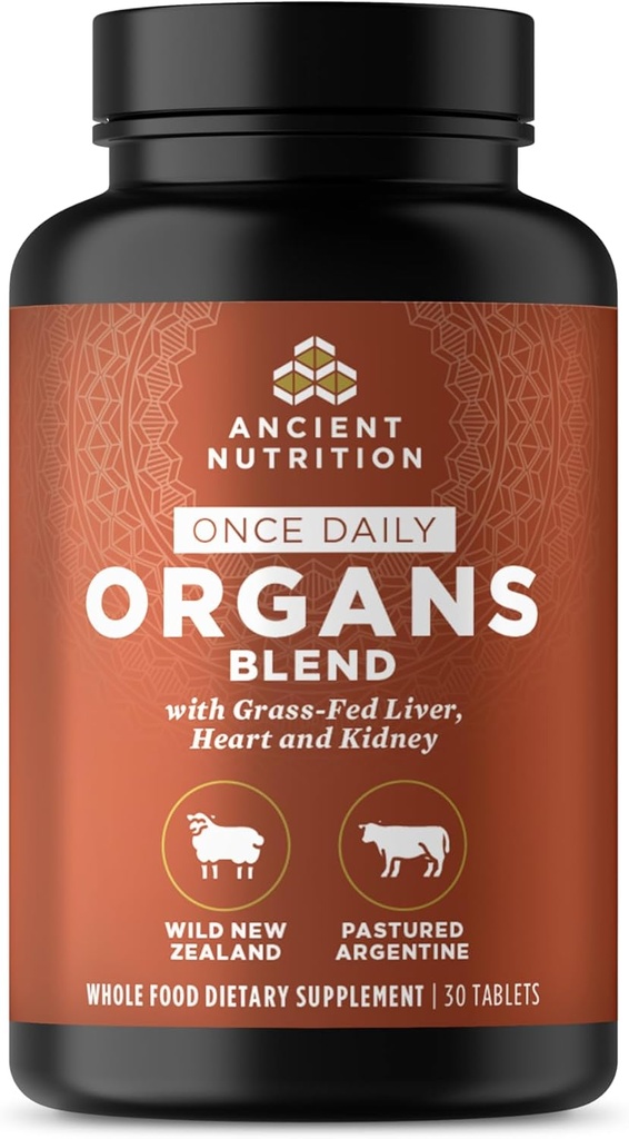 Ancient Nutrition Organ Kognitiv, Når daglig Grass- Fed og Wild Organ Kompleks Kapsler, Lever, hjerte, Nyre Understøtter Organ, Kognitiv, og Immunsystemet Sundhed, 30 Ct
