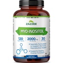 Zazzee Myo- Inositol kapsler, 2000 mg per servering, 120 Veganske kapsler, Ideel dosering for 40: 1 Ratio, 100% Vegetar, Hormonbalance & Sund Ovarie Function Support, All- Natural og Non- GMO