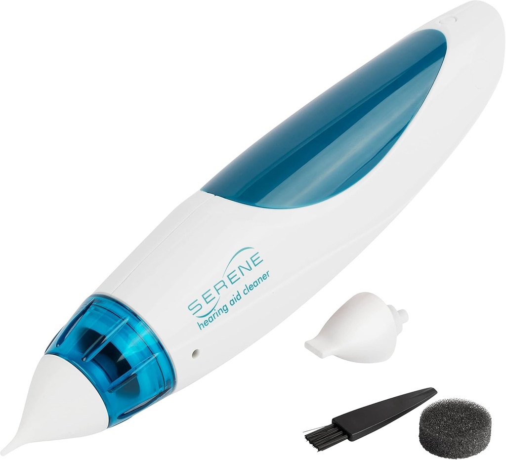 Serene innovationer Høreapparat Rengøring Kit til Earwax Fjernelse - Høreapparat Renere Kører på 4 AA Batterier til Rene Høreapparater Rør, Earknopper, in- Øreskærme, & mere - Ear Wax Sug Vacuum