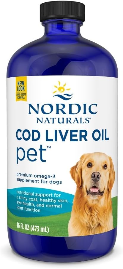 Nordic Naturals Pet Cod Lever Oil, Unflavored - 16 oz - 1048 mg Omega-3 Per Teaspon - Fisk Olie til hunde med EPA & DHA - fremmer hud, Coat, og immunsundhed