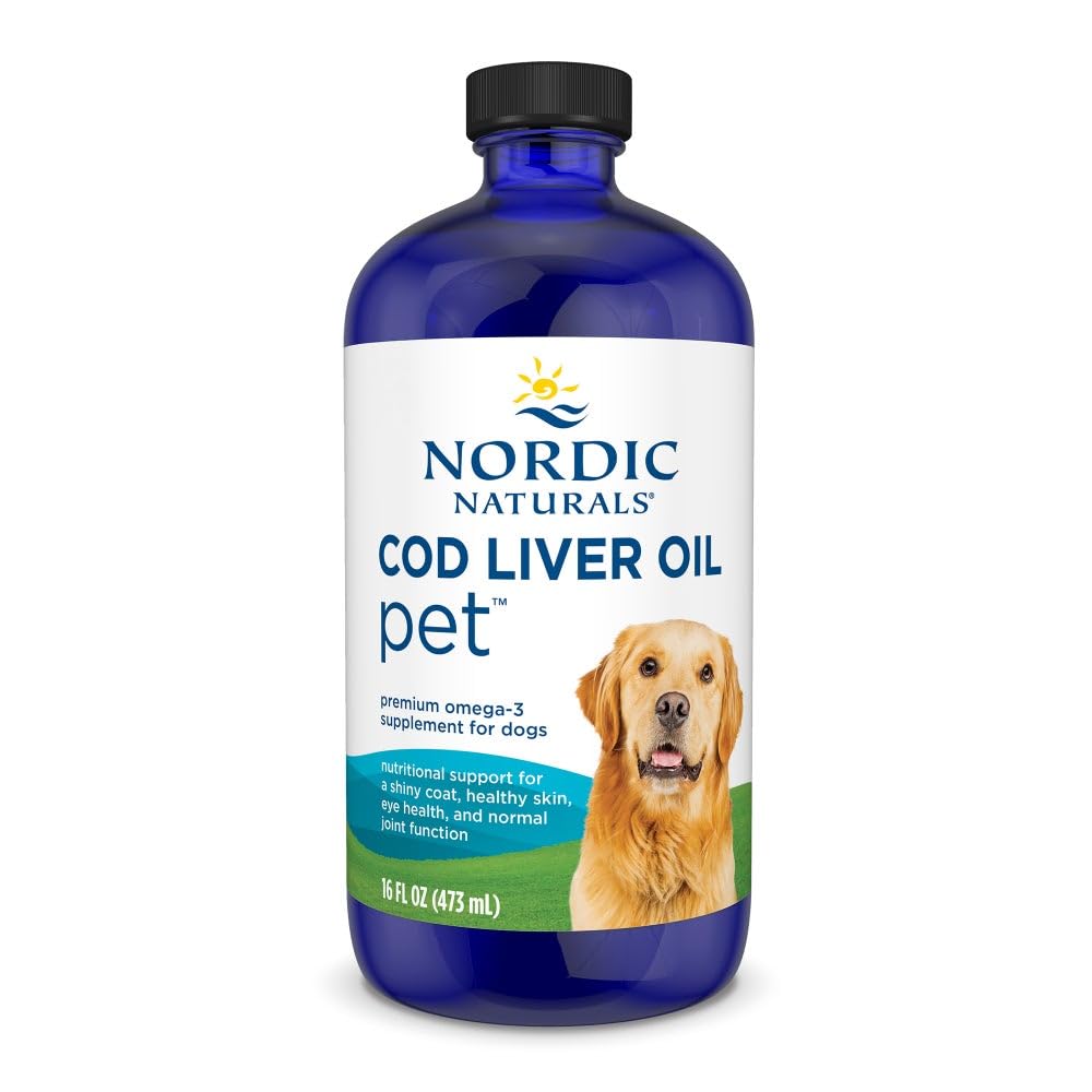 Nordic Naturals Pet Cod Lever Oil, Unflavored - 16 oz - 1048 mg Omega-3 Per Teaspon - Fisk Olie til hunde med EPA & DHA - fremmer hud, Coat, og immunsundhed