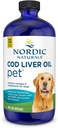 Nordic Naturals Pet Cod Lever Oil, Unflavored - 16 oz - 1048 mg Omega-3 Per Teaspon - Fisk Olie til hunde med EPA & DHA - fremmer hud, Coat, og immunsundhed