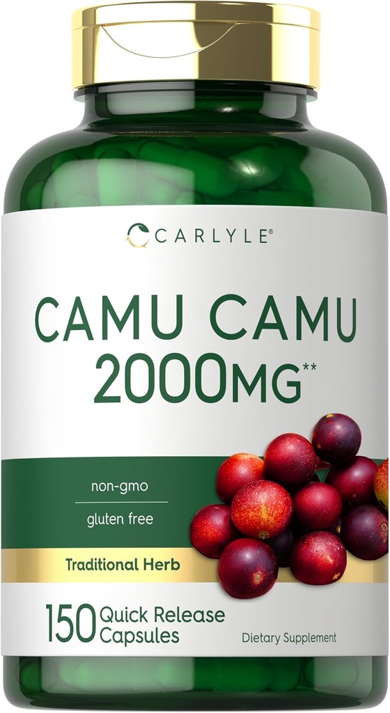 Carlyle Camu Camu with Vitamin C | 2000mg | 150 Capsules | Herb Extract Supplement | Myrciaria Dubia | Non-GMO and Gluten Free